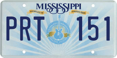 MS license plate PRT151