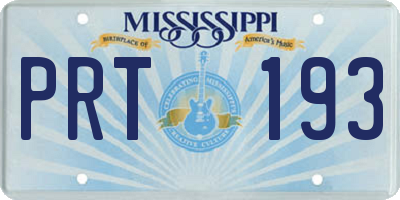 MS license plate PRT193