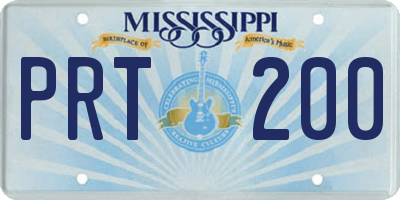 MS license plate PRT200