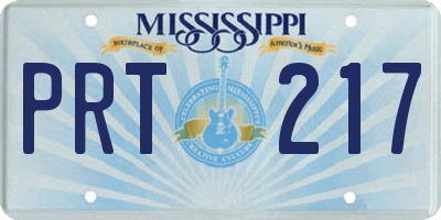 MS license plate PRT217