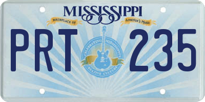 MS license plate PRT235