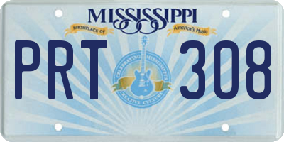 MS license plate PRT308