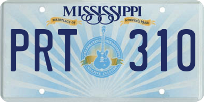 MS license plate PRT310