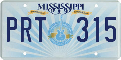MS license plate PRT315