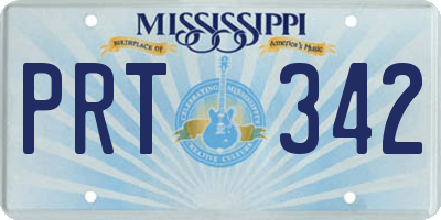 MS license plate PRT342