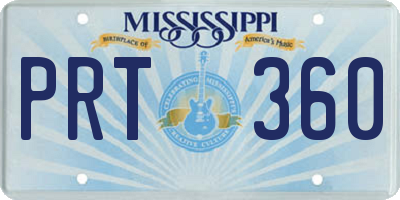 MS license plate PRT360