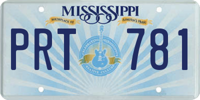 MS license plate PRT781