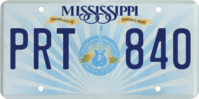 MS license plate PRT840