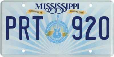 MS license plate PRT920
