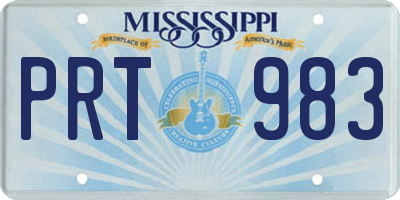 MS license plate PRT983