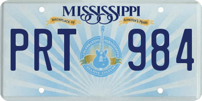 MS license plate PRT984