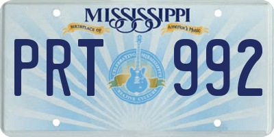 MS license plate PRT992