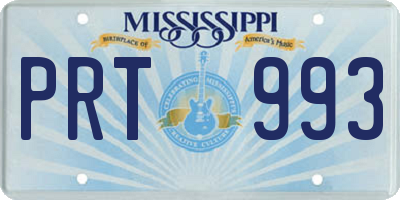 MS license plate PRT993