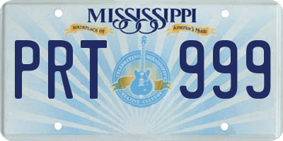 MS license plate PRT999
