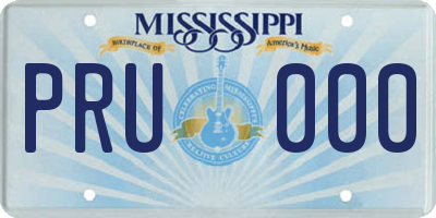 MS license plate PRU000