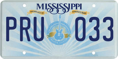 MS license plate PRU033