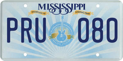 MS license plate PRU080
