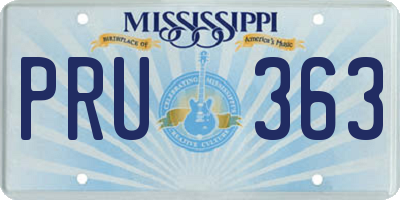 MS license plate PRU363