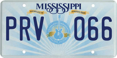 MS license plate PRV066