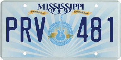 MS license plate PRV481