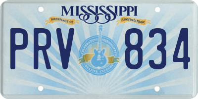 MS license plate PRV834