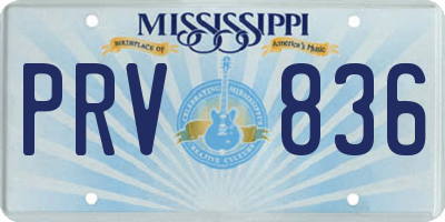 MS license plate PRV836