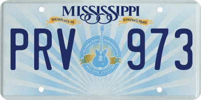 MS license plate PRV973