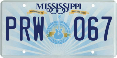 MS license plate PRW067