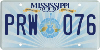 MS license plate PRW076