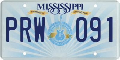 MS license plate PRW091