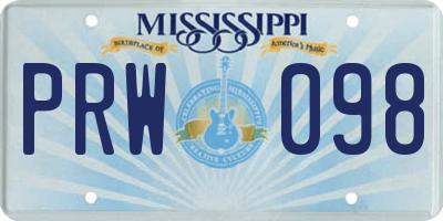 MS license plate PRW098