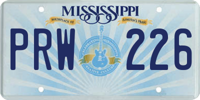 MS license plate PRW226