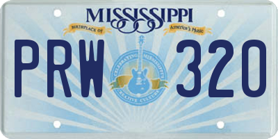MS license plate PRW320