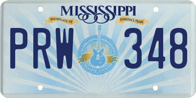 MS license plate PRW348