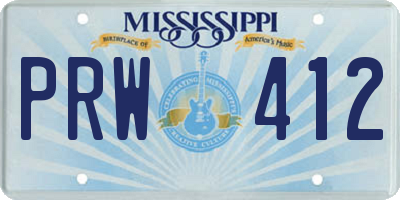 MS license plate PRW412