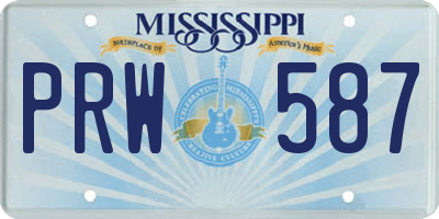 MS license plate PRW587
