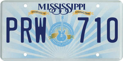 MS license plate PRW710