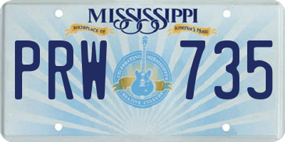 MS license plate PRW735