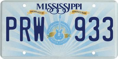 MS license plate PRW933