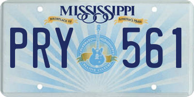 MS license plate PRY561