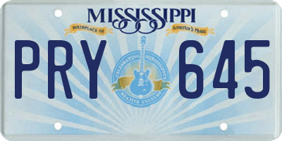 MS license plate PRY645