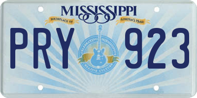 MS license plate PRY923