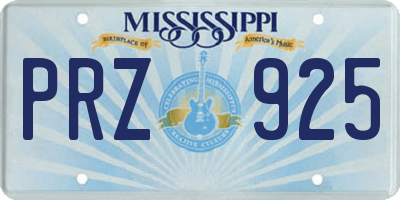 MS license plate PRZ925