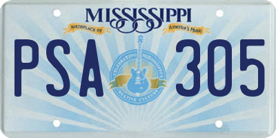 MS license plate PSA305