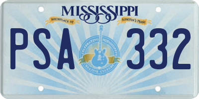 MS license plate PSA332