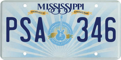 MS license plate PSA346