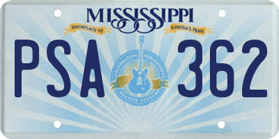 MS license plate PSA362