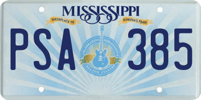 MS license plate PSA385