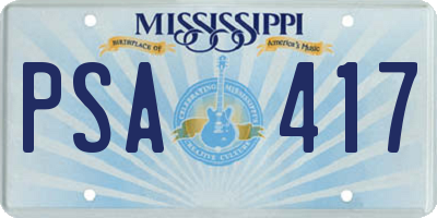 MS license plate PSA417