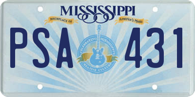 MS license plate PSA431